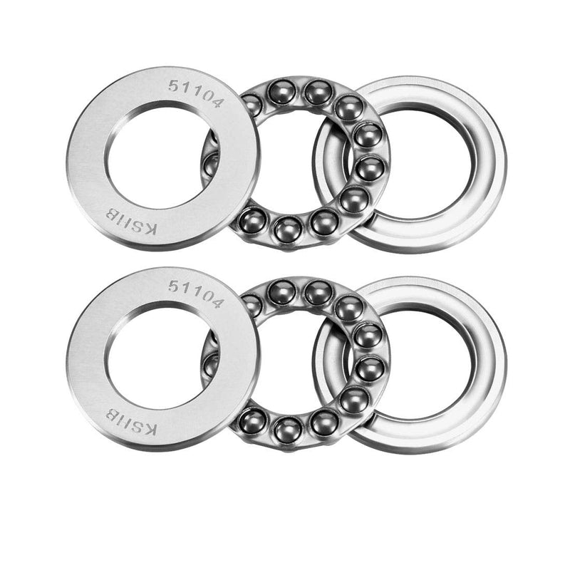 uxcell 51104 Thrust Ball Bearings 20mm x 35mm x 10mm Chrome Steel ABEC3 Single Row Roller 2pcs