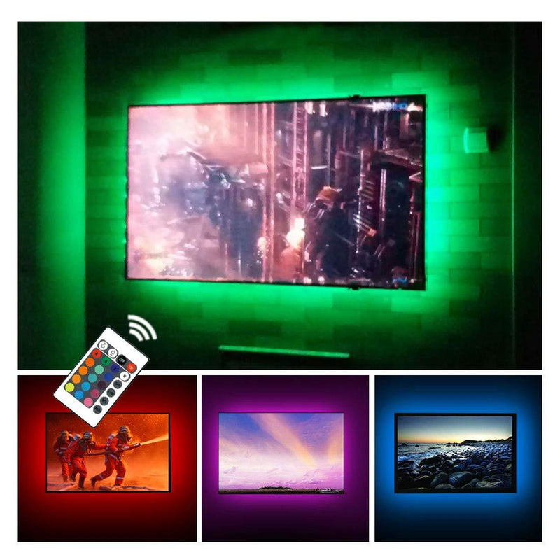 USB TV Backlight RGB LED Neon Accent Lights Strips for 32 to 43 inch HDTV Bias Lighting with Remote - USB Powered TV Behind Lighting LED Strip For 32-43 inch TV