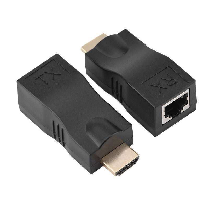 2X HDMI to RJ45 Network Cable Extender Converter Repeater Over Single 30m CAT-5e CAT6 Support HDMI1.4 3D 1080P Resolution, 4k 2k, for PS3 TV PC Projector Computer HD EVD, etc
