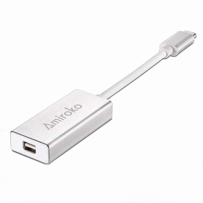 Amiroko USB-C to Mini DisplayPort Adapter, USB 3.1 Type C (Thunderbolt 3) to Mini DP Adapter 4K Compatible with Lenovo T470, MacBook Pro to LED Cinema Display /Dell Monitor, etc - Silver