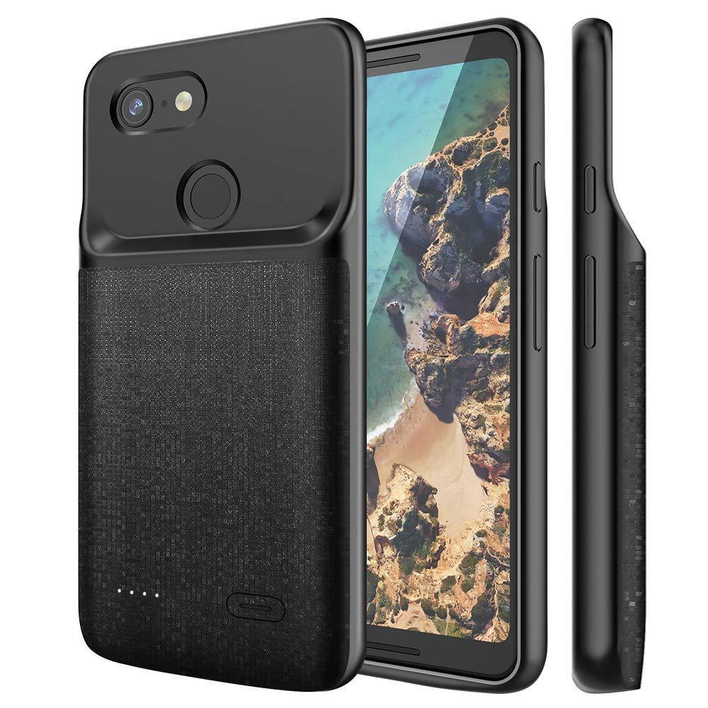 NEWDERY Google Pixel 3 XL Battery Case, 4700mAh Slim Extended Charging Case with TPU Raised Bezels, Rechargeable Charger Case Cover Compatible Google Pixel 3 XL