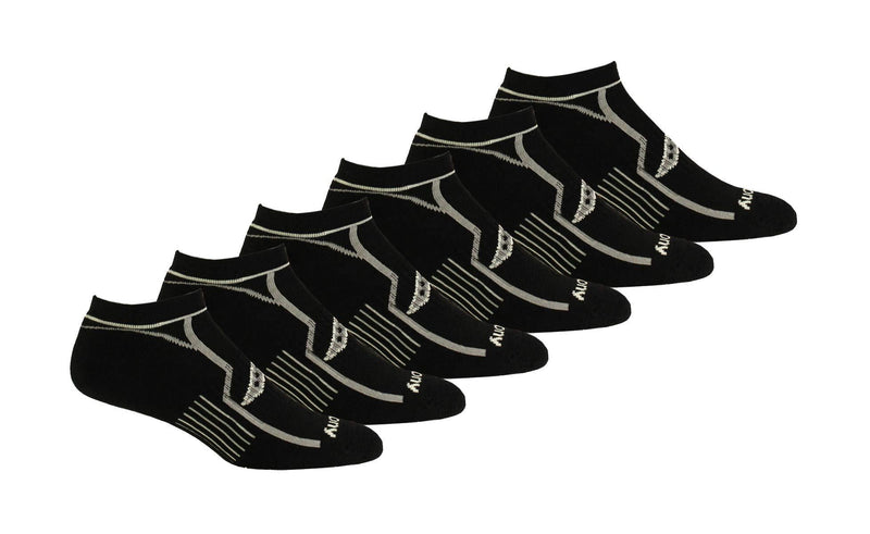 Saucony mens Multi-pack Bolt Performance Comfort Fit No-Show Socks Shoe Size: 8-12 Black Assorted (6 Pairs)