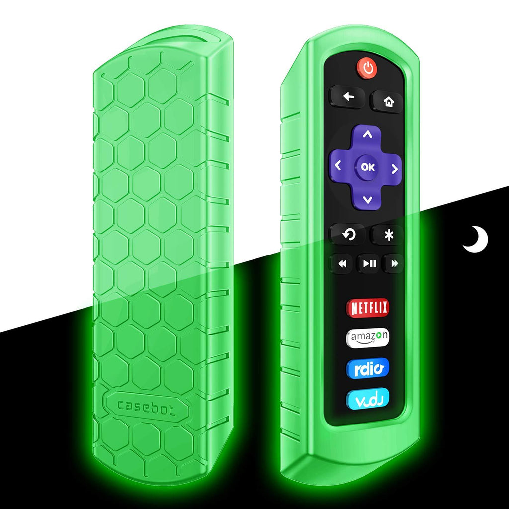 Fintie Protective Case for Roku Steaming Stick 3600R, TCL Roku TV RC280 Remote - CaseBot (Honey Comb Series) Light Weight (Anti Slip) Shock Proof Silicone Remote Controller Cover, Green Glow Steaming Stick (3600R) / TCL RC280 Z-Green Glow