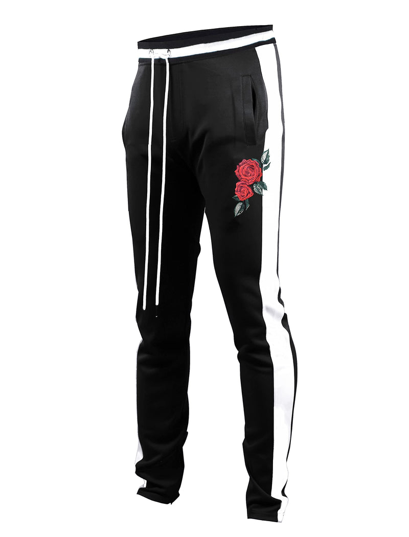 Screenshotbrand Mens Hip Hop Premium Slim Fit Track Pants - Athletic Jogger Bottom with Side Taping Small P11853-bk/Wh