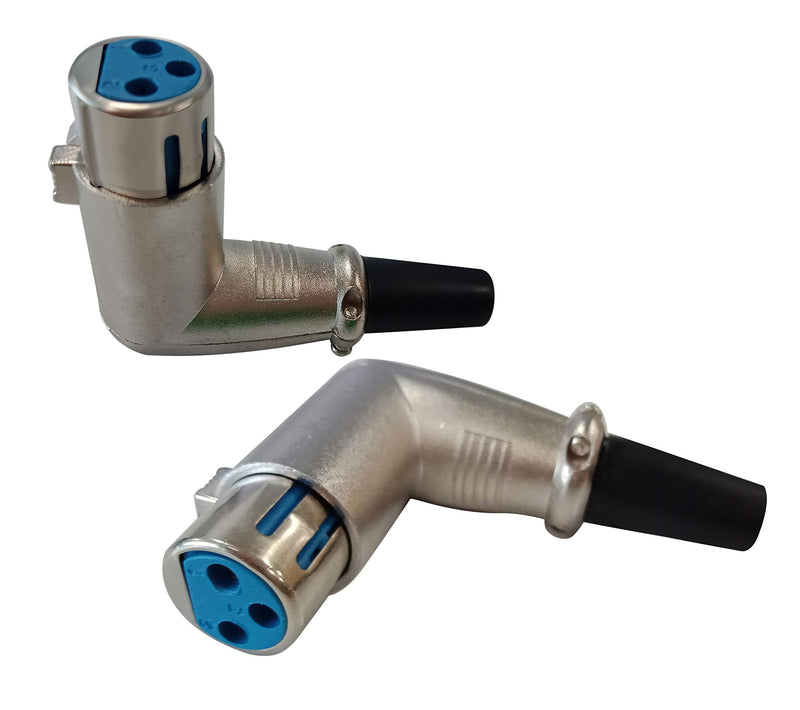 zdyCGTime DIY XLR Adapter 90 Degree 3 Pin XLR Female Solder Type Audio Microphone Speaker Connector(Silver 2-Pack) (XLR Female)