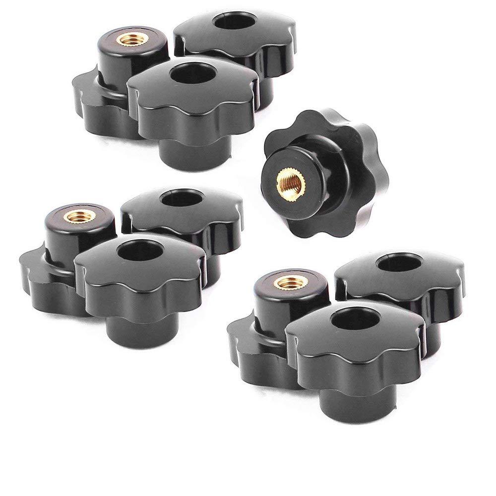 Nxtop Plastic Screw On Type Knurled Clamping Nuts Knob Handle M8 Threaded 10pcs Black