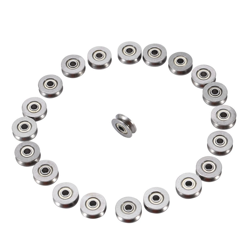 20pcs V623ZZ V Groove Ball Bearing Pulley TOPINCN Rail Ball Bearing Metal Sealed Guide Wire Pulley for Rail Track Linear Motion System 3x12x4mm