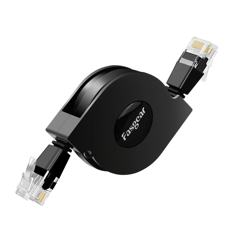 Cat6 Ethernet Cable [1 Pack 1m/3ft Black] Fasgear Adjustable Flat Internet Network LAN Patch Cord High Speed 10Gbps Cat6 Computer Wire with RJ45 Connectors for Modem Router, PC, Mac, Laptop Black (1 Pack)
