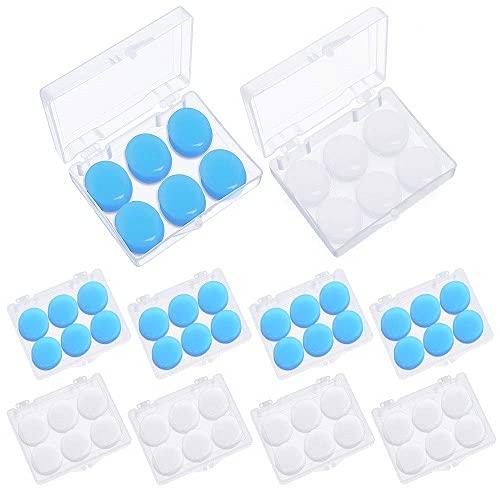 24 Pairs Soft Silicone Ear Plugs Putty Ear Plugs for Sleeping Swimming earplugs for Kids Adults, Transparent + Blue