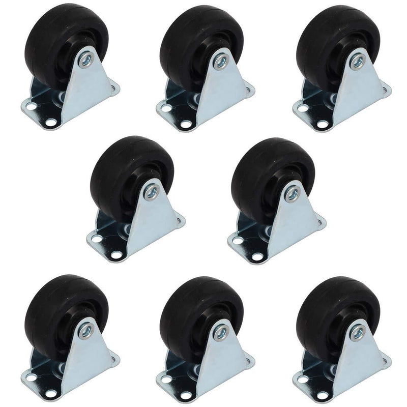 Luomorgo 1.5 inch Dia Rubber Single Wheel Rigid Non-Swivel Top Plate Fixed Casters 8pcs