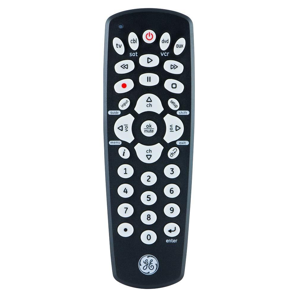 GE Universal Remote Control for Samsung, Vizio, LG, Sony, Sharp, Roku, Apple TV, TCL, Panasonic, Smart TVs, Streaming Players, Blu-ray, DVD, 4-Device, Black, 34708