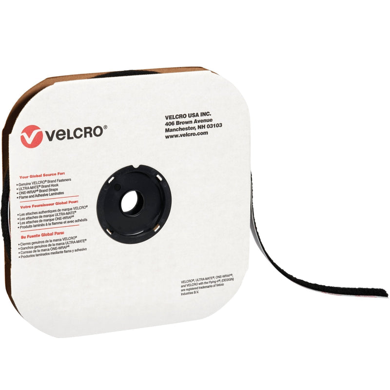 Velcro Tape (190911) Individual Strips, Loop, 3/4" x 75', Black (1 Per Case) for Home & Office