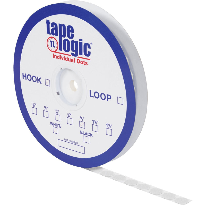 Top Pack Supply Tape Logic Individual Tape Dots, Loop, 5/8" White (Case of 1200)