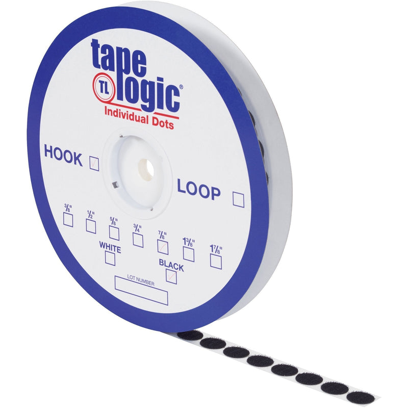 Top Pack Supply Tape Logic Individual Tape Dots, Hook, 5/8" Black (Case of 1200)