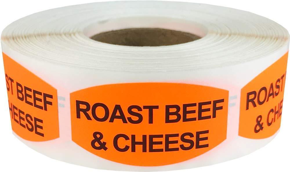 Roast Beef and Cheese Grocery Store Food Labels .75 x 1.375 Inch Oval Shape 500 Total Adhesive Stickers