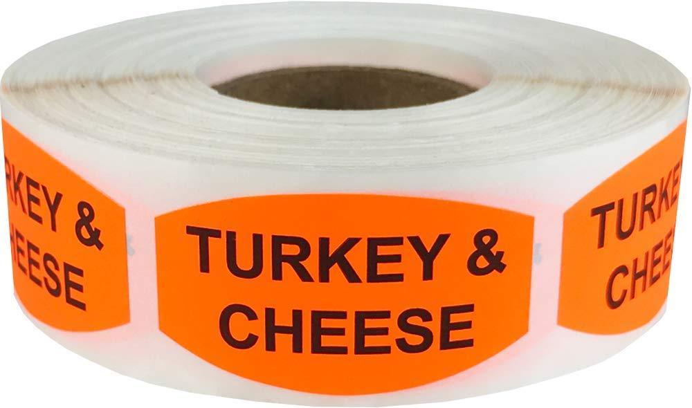 Turkey and Cheese Grocery Store Food Labels .75 x 1.375 Inch Oval Shape 500 Total Adhesive Stickers