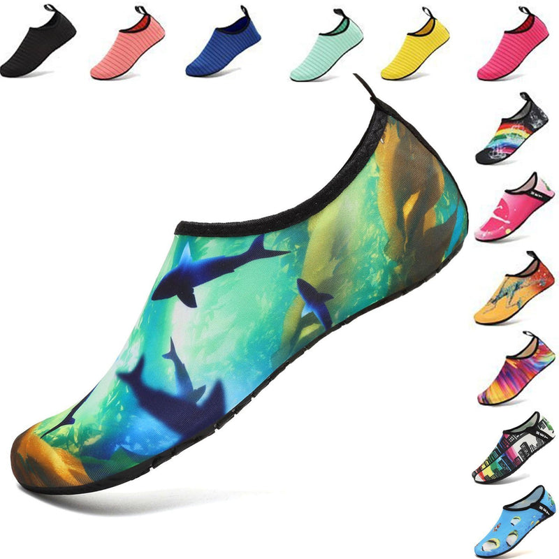 VIFUUR Water Sports Shoes Barefoot Quick-Dry Aqua Yoga Socks Slip-on for Men Women 4-5 Women/3-4 Men Ocean