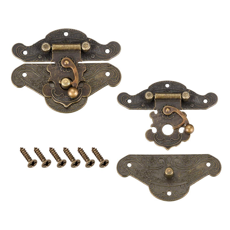 uxcell 2 Sets Wood Case Chest Box Rectangle Clasp Closure Hasp Latches Bronze Tone 82 x 65mm