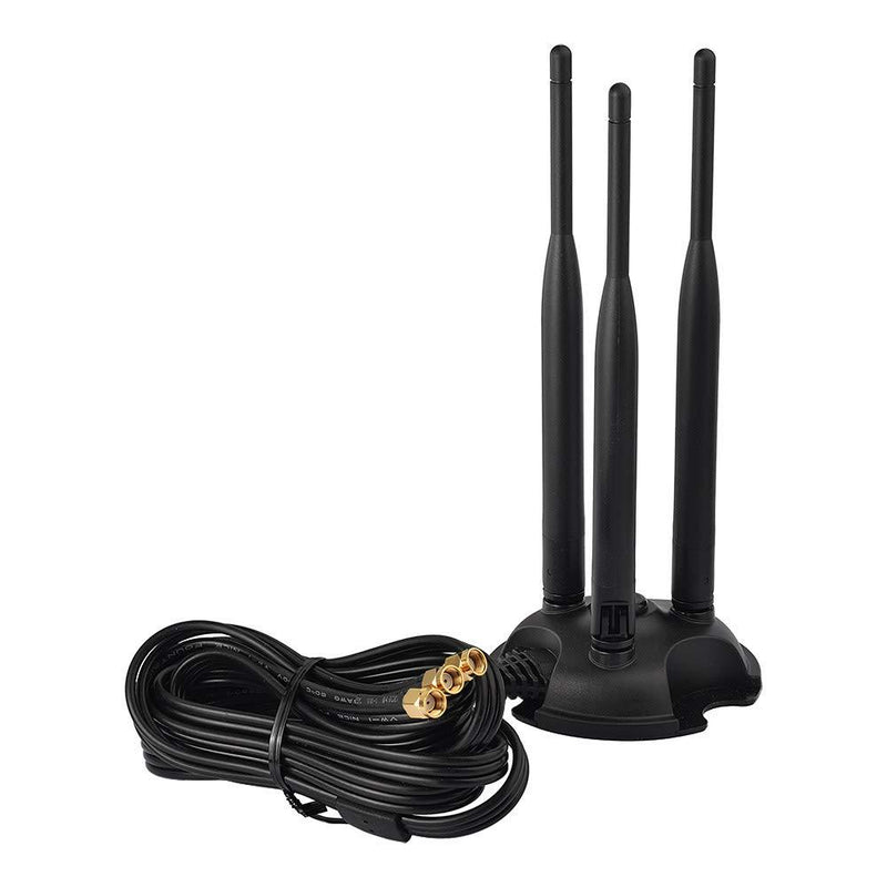 Eightwood 2.4GHz 5GHz Dual Band WiFi Antenna, 3 RP-SMA Male Antenna Magnetic Base for PC Desktop Computer, WiFi Wireless Router, Mobile Hotspot, PCI PCIe WiFi Card, External WiFi USB Adapter