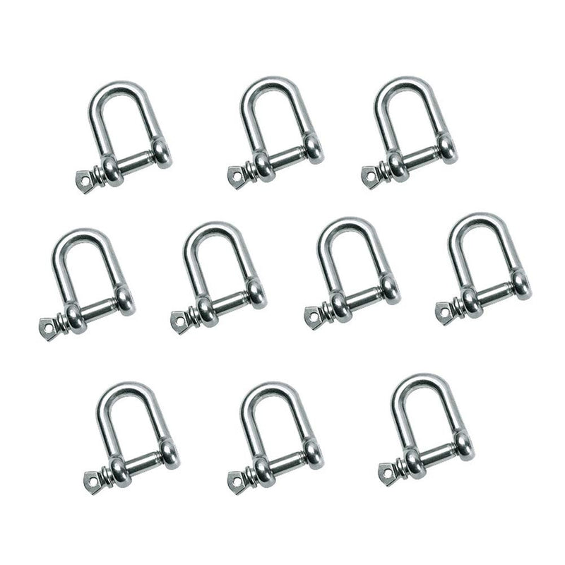 10 PCS M4 Stainless Steel D Shackle 5/32" (4mm) Forged D Shackle with Screw Pin, Silver Color