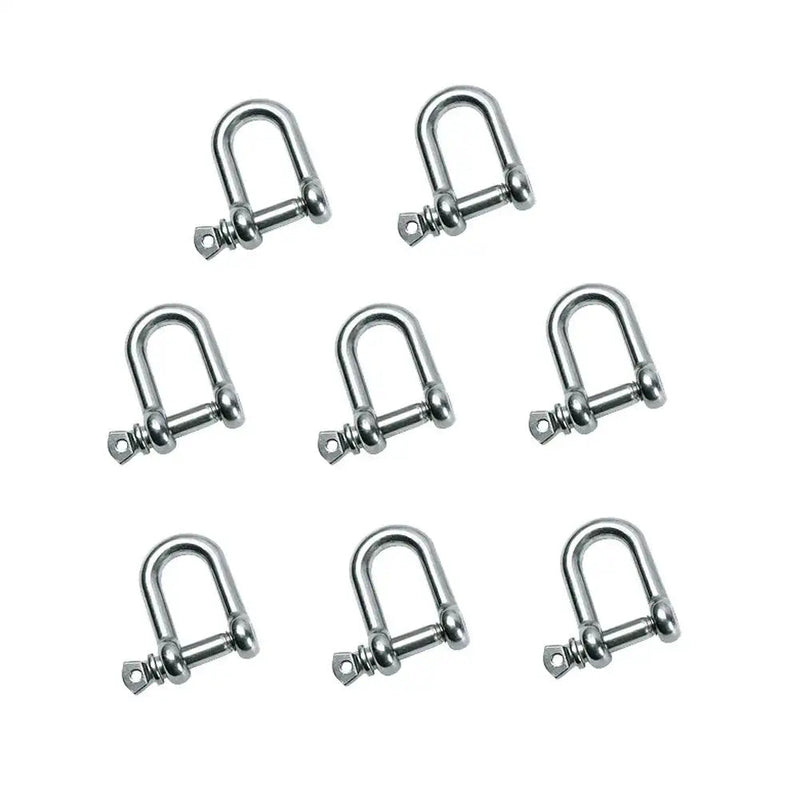 8 PCS M5 Stainless Steel D Shackle 3/16" (5mm) Forged D Shackle with Screw Pin for Paracord Jewelry Marine, Silver Color