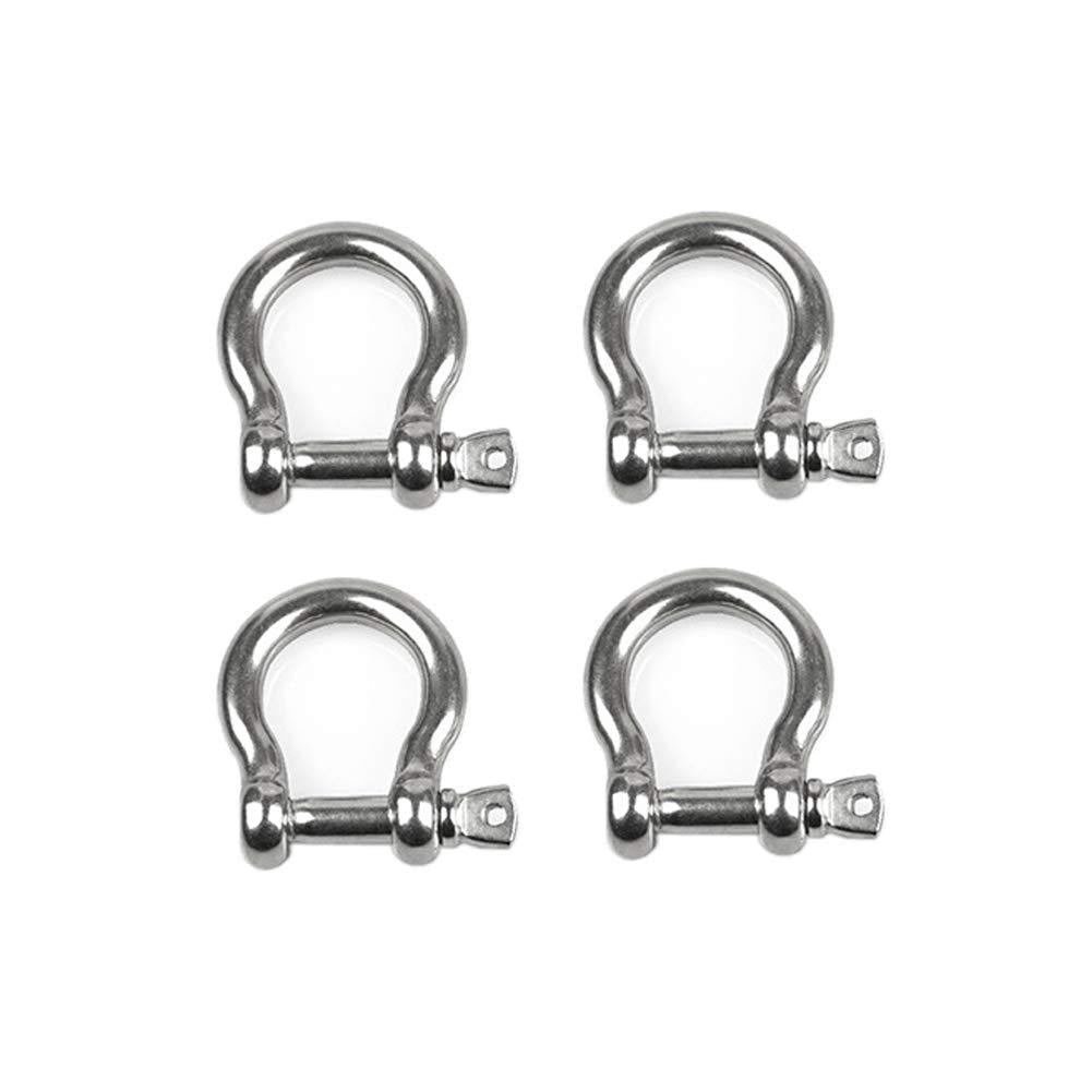 4 PCS M8 Stainless Steel Bow Shackle 5/16" (7.8mm) Forged Anchor Bow Shackle with Screw Pin for Paracord Jewelry Marine, Silver Color