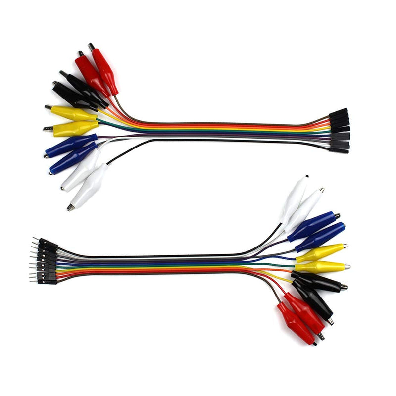 UCTRONICS Breadboard Alligator Clip Jumpers - Gator to Male and Female Jumper Wires Test Lead 2x10pcs 8 inch for Power Supply,LED Strips, Multimeters, Arduino Lilypad and Raspberry Pi