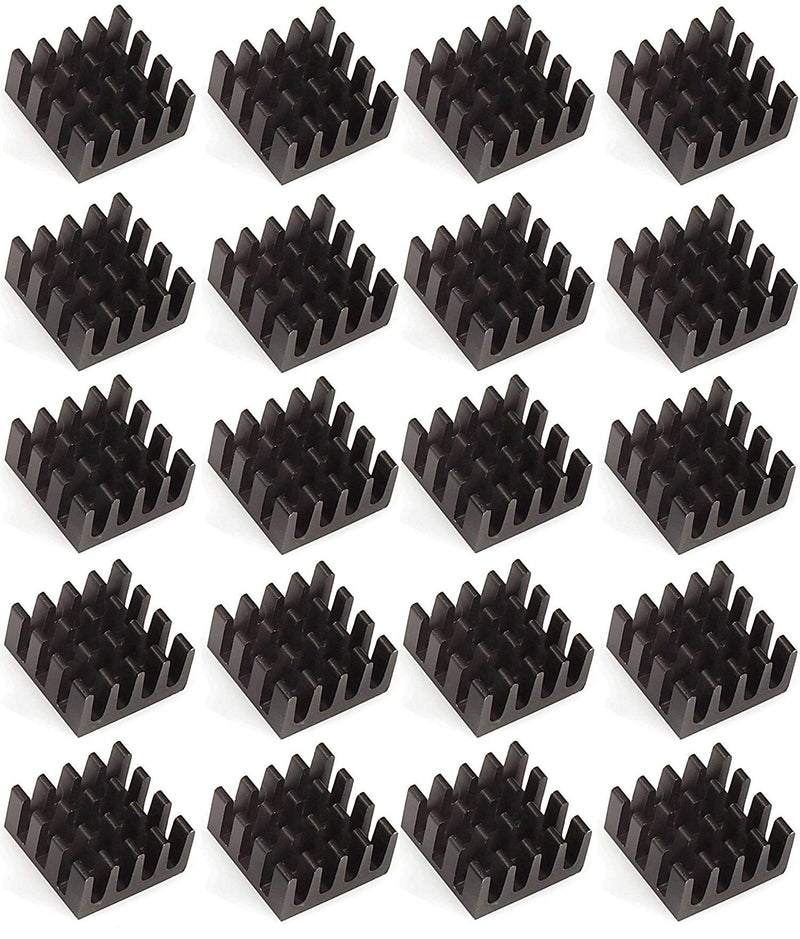 Easycargo 20pcs 14mm Heatsink 14x14x7mm, Black Anodized Aluminum Heat Sink for Cooling Cooler GPU Chips VRAM VGA VRAM RAM (14mmx14mmx7mm)