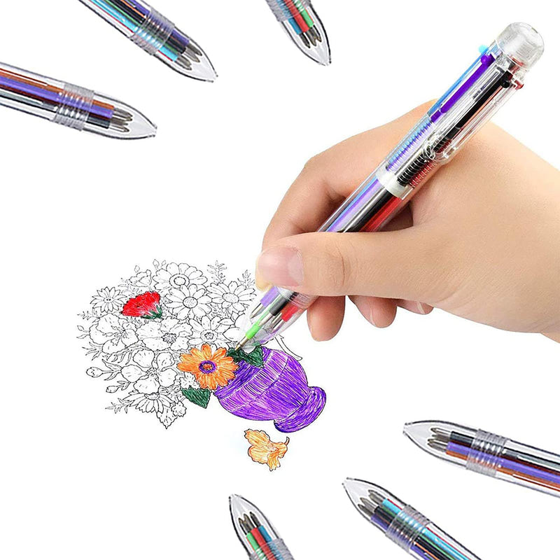 SMTTW 4 Pack 0.5mm 6-in-1 Multicolor Ballpoint Pen - Best for Smooth Writing-Retractable Ballpoint Pens for Office School Supplies Students Children Gift 6-in-1 Multicolor Pens-4 PCS