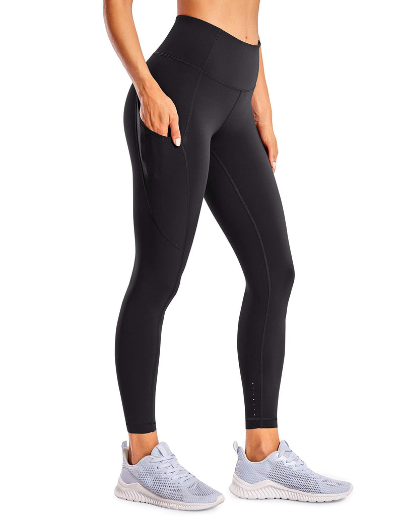 CRZ YOGA Women's Naked Feeling Workout Leggings 25 Inches - High Waisted Yoga Pants with Side Pockets XX-Small Black 25"