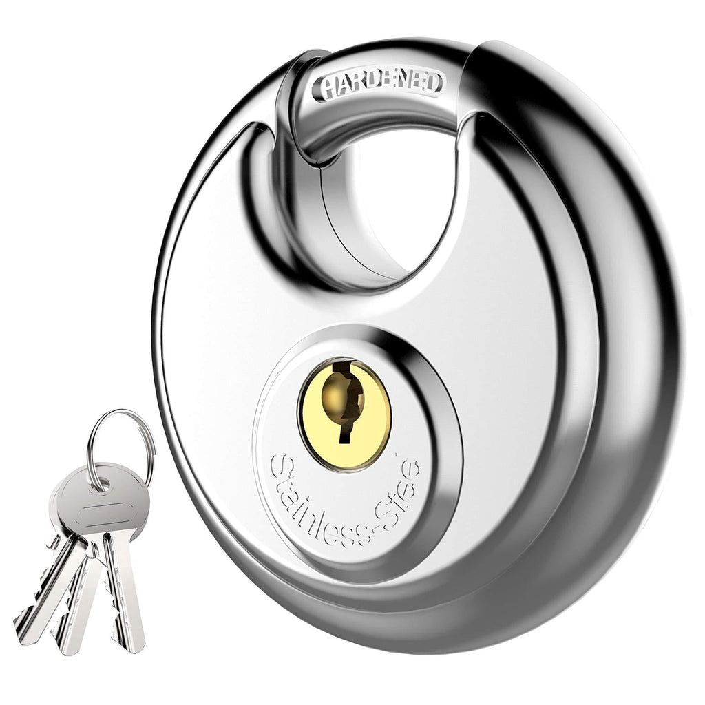 Puroma Keyed Padlock, Stainless Steel Discus Lock with 3/8-Inch Shackle for Sheds, Storage Unit, Garages and Fence 1 Middle