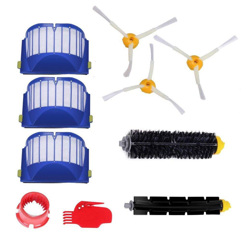 mycheng Vacuum Cleaner Replacement Part Kitfor Bristle Brush Flexible Beater Brush & Aero Vac Filter & Armed-3 Side Brush for iRobot Roomba 600 Series 595 610 614 620 630 645 650 655 680