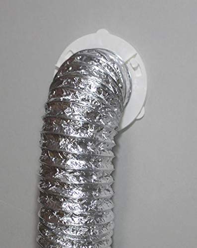 WHITE DRYER DUCT TO WALL CONNECTOR QUICK CONNECT FOR DRYER VENT 6" FOR 4" TUBES… (1 Pack) 1 Pack