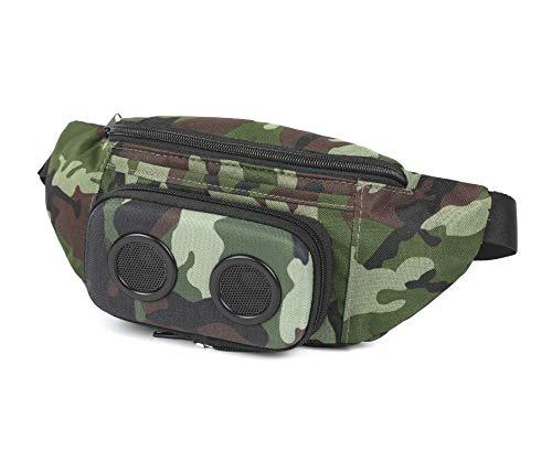 Fannypack with Speakers. Bluetooth Fanny Pack for Parties/Festivals/Raves/Beach/Boats. Rechargeable, Works with iPhone & Android. (Camo, 2021 Edition)