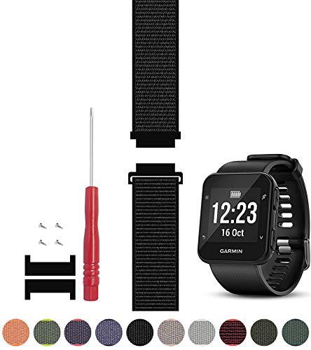 C2D Joy Compatible with Garmin Forerunner 35 Watch Band Replacement (Adapter, Screws and Screwdriver) Sport Mesh Strap Nylon Weave Garmin 35 Running Watch Accessories Watchband - 10#, M/6.5-8.5 in. 10# Dark Black Medium (Fits 6.5â€-8.5â€œ wrists)