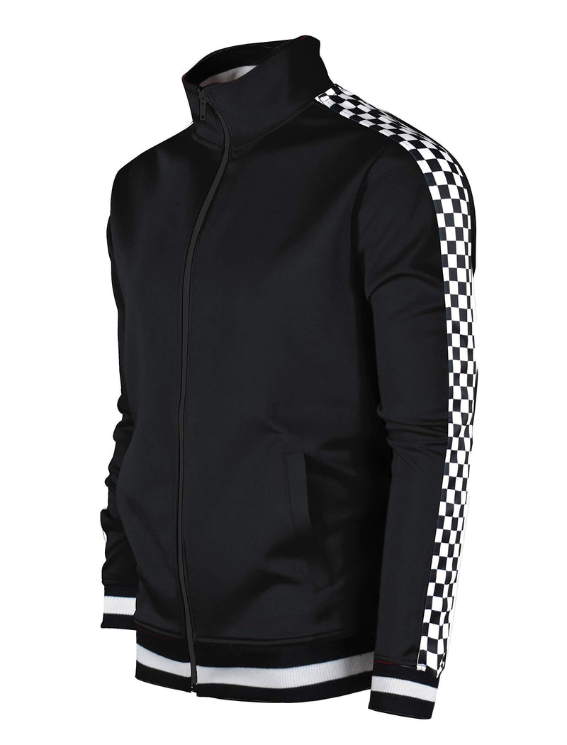 Screenshotbrand Mens Hip Hop Premium Slim Track Jacket - Side Taping Small F11854-black