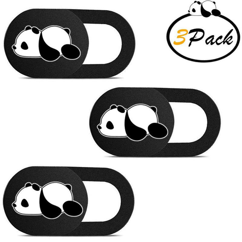 Webcam Cover Slide Cute Pattern Web Camera Cover 0.7mm Thin Fits for Laptop MacBook Pro iMac Air Computer Smartphones Tablets Protect Your Privacy and Security Strong Adhesive (3 Pack-Panda Pattern)