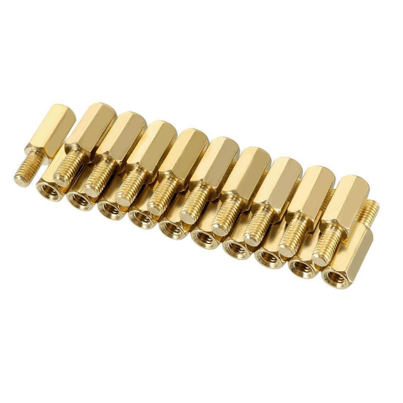 uxcell 20pcs M3 10+6mm Female Male Thread Brass Hex Standoff Spacer Screws PCB Pillar