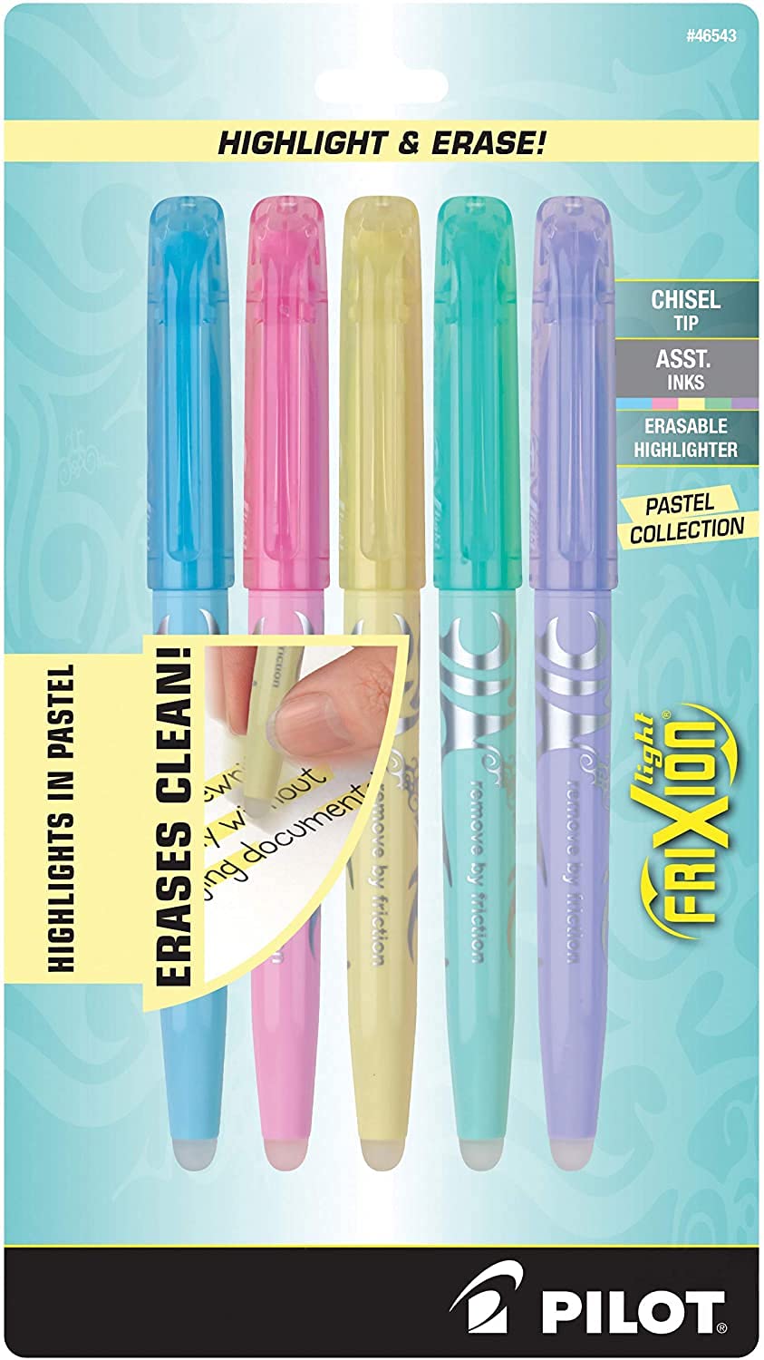 Pilot FriXion Light Pastel Collection Erasable Highlighters, Chisel Tip, 2-Pack, Colors May Vary (46541) (10-Pack)