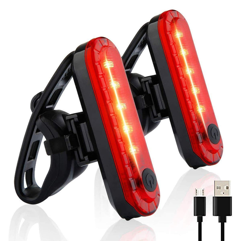 Volcano Eye Rear Bike Tail Light 2 Pack, Ultra Bright USB Rechargeable Bicycle Taillights, Red High Intensity Led Accessories Fits On Any Bike or Helmet. Easy to Install for Cycling Safety Flashlight
