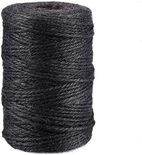 KINGLAKE 328 Feet Natural Jute Twine Best Arts Crafts Gift Twine Christmas Twine Durable Packing String,Black Black