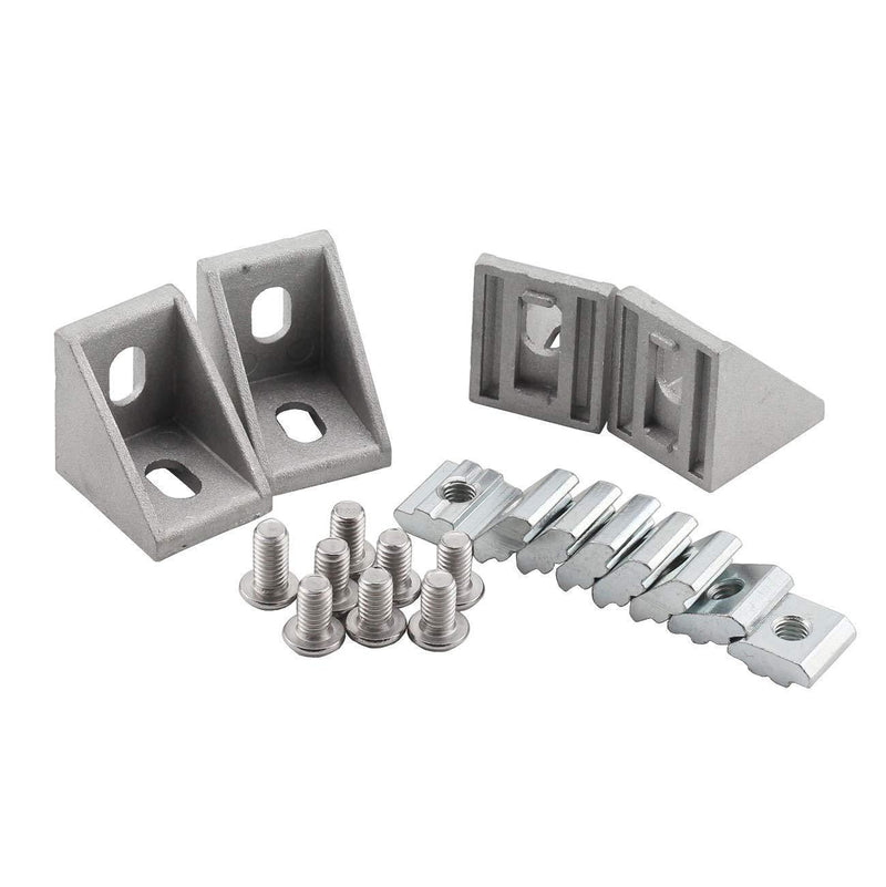 PZRT Aluminum Profile Connector Set, 4pcs 24mm x 30mm Corner Bracket,8pcs M6 Slider Nuts, 8pcs M6x10mm Hex Socket Cap Screw Bolt for 8mm Slot 30 Series Aluminum Profile 2430/Slide Nut