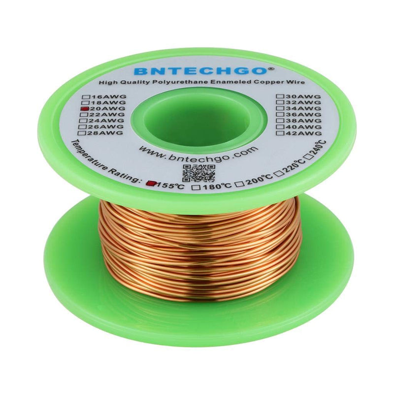 BNTECHGO 20 AWG Magnet Wire - Enameled Copper Wire - Enameled Magnet Winding Wire - 4 oz - 0.0315" Diameter 1 Spool Coil Natural Temperature Rating 155℃ Widely Used for Transformers Inductors 20 gauge enameled magnet wire 4 oz natural 4 oz