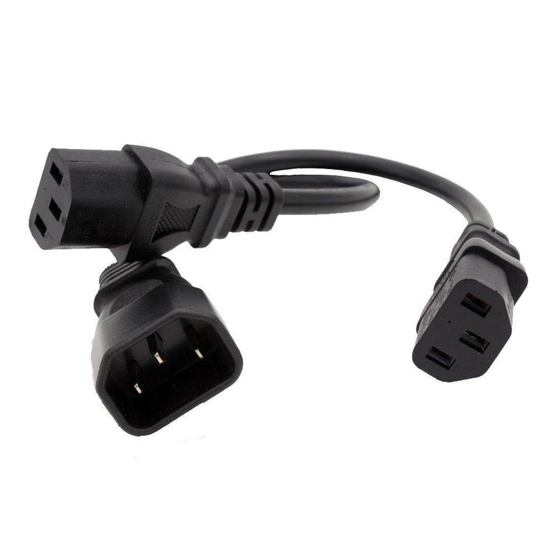 Leen4You Power Extension Cable Single C14 Male to Dual C13 Female Power Y-Lead Cable Splitter Adapter Cord Short Cable Black