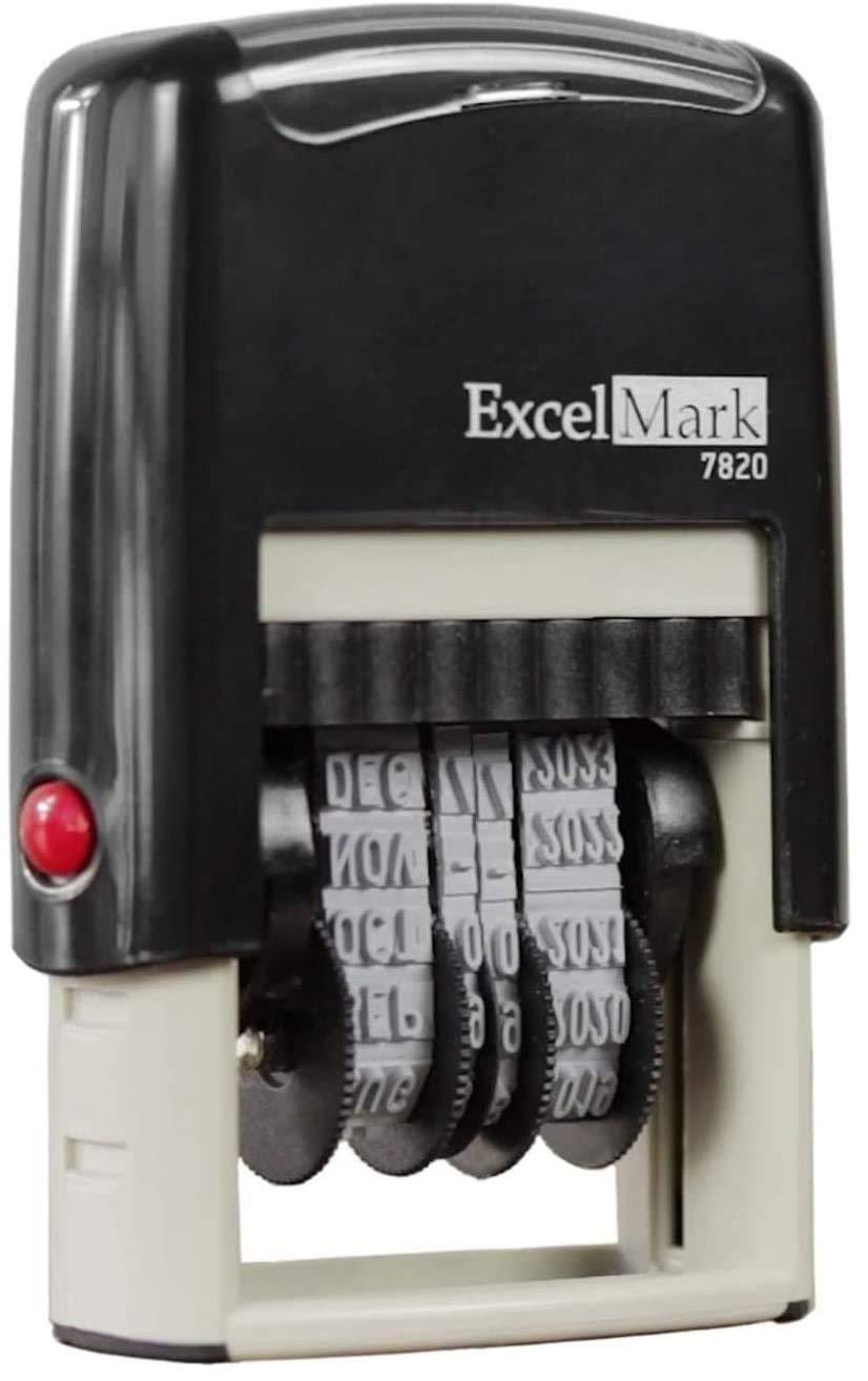 ExcelMark 7820 Self-Inking Rubber Date Stamp – Great for Shipping, Receiving, Expiration and Due Dates (Black Ink) Black Ink