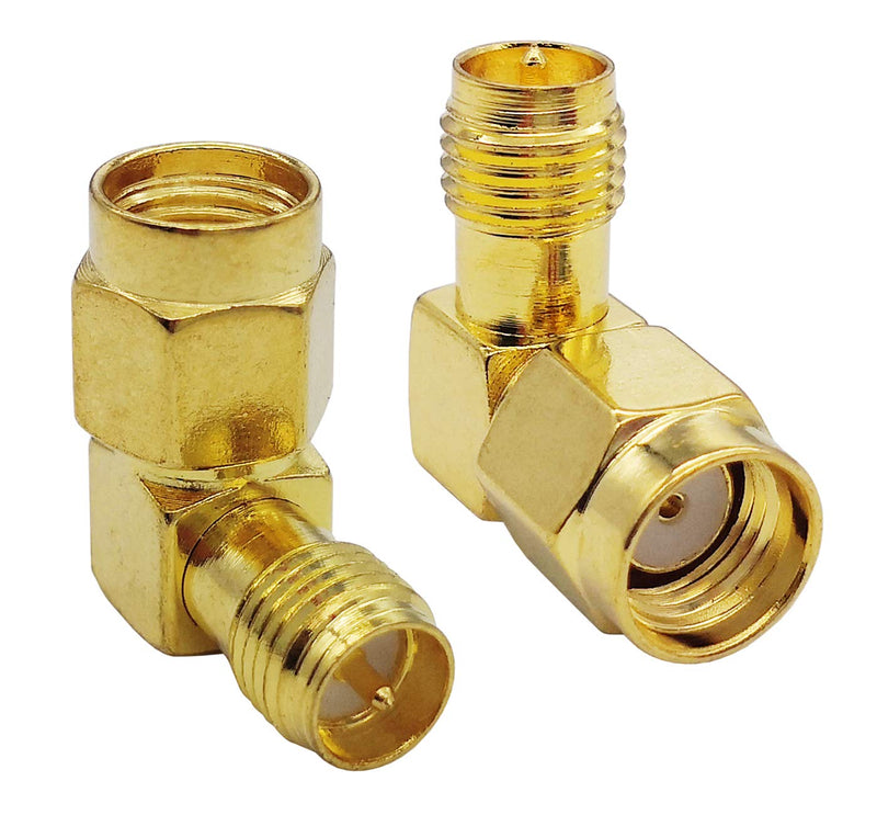 SMA Right Angle Male to Female Connector RP-SMA 90 Degree Adapter (2 Pcs) 2 Pcs