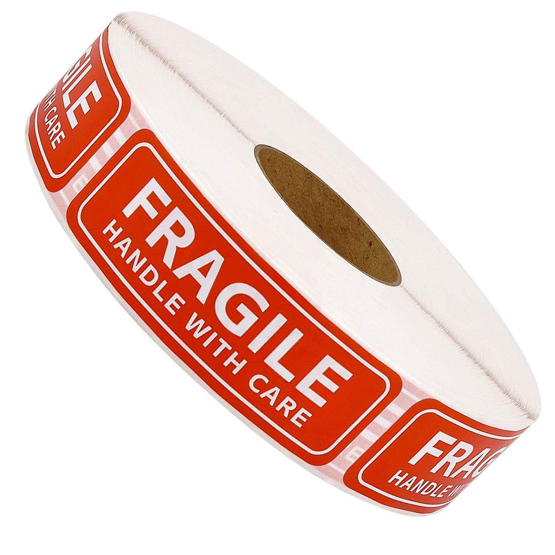 Methdic Fragile Stickers - 1"x 3" Strong Adhesive Fragile Labels 1 Roll/1000 Labels(Handle with Care ,Fragile) Stickers for Shipping and Moving 1x3 1-Roll