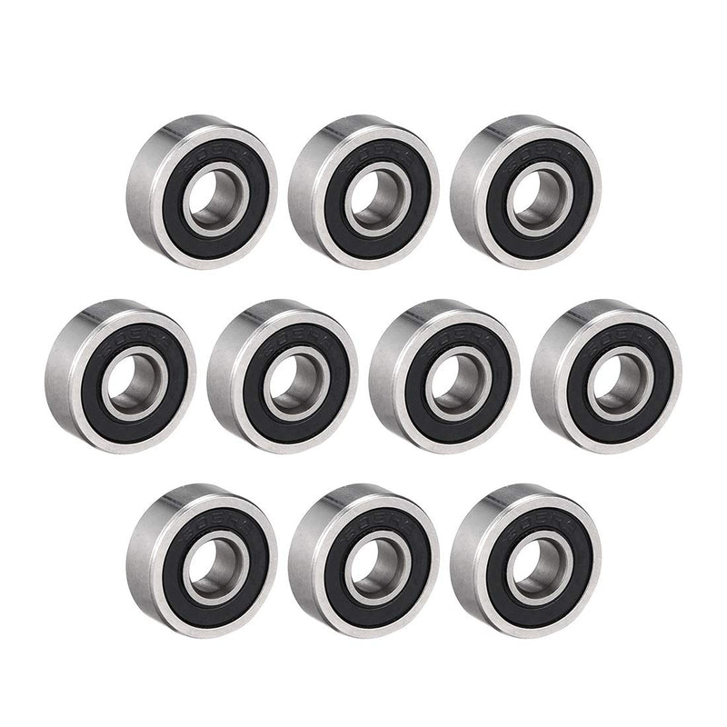 uxcell 605RS Deep Groove Ball Bearing Single Sealed 160015, 5mm x 14mm x 5mm Chrome Steel Bearings (Pack of 10) 5mmx14mmx5mm