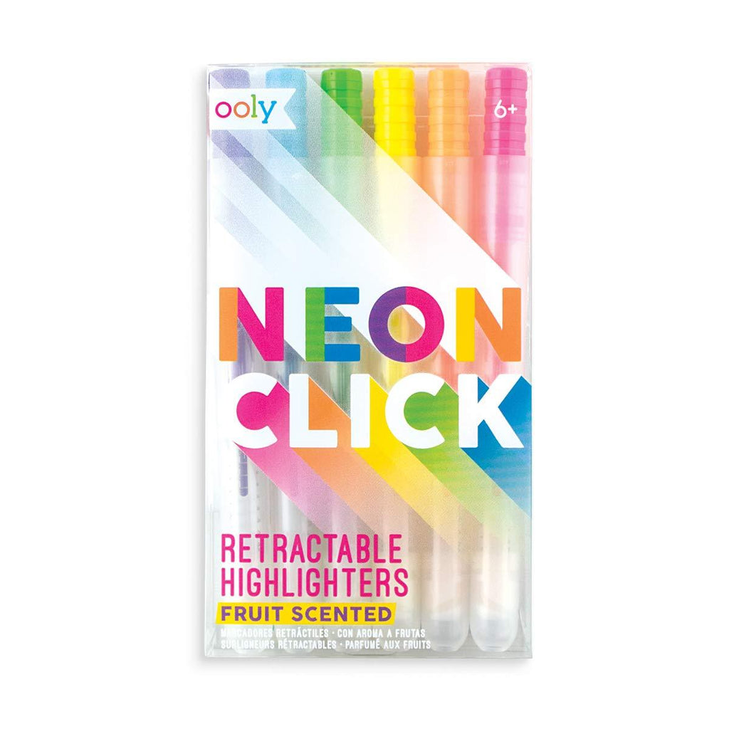 Neon Click Retractable Highlighters, Set of 6- Scented Neon Click Retractable Highlighters