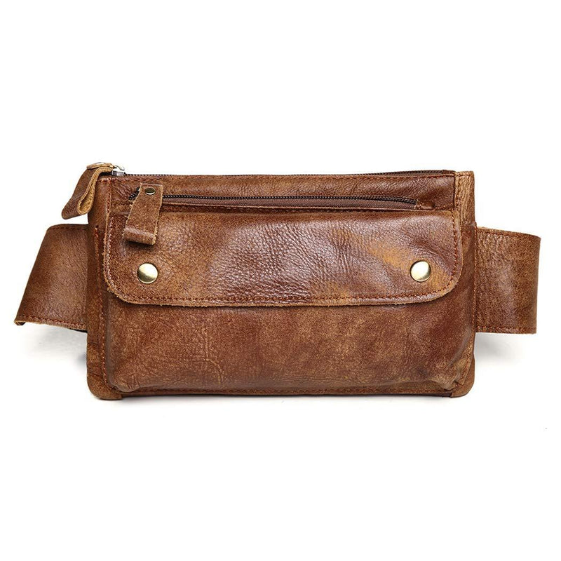 Genuine Leather Waist Bag Vintage Messenger Fanny Pack Bum Bag for Sport Hiking Traveling Climbing brown